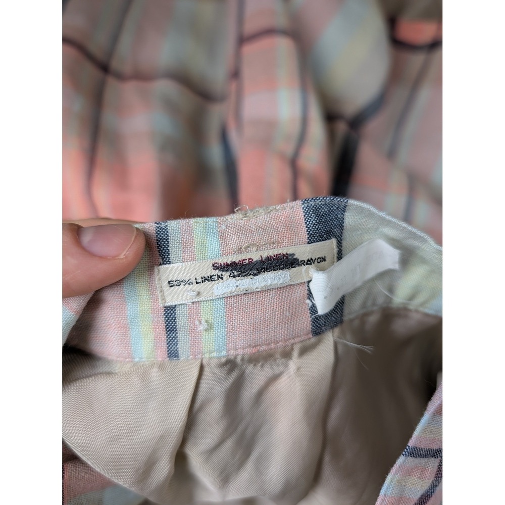 Vtg Callaway Golf Apparel Plaid Shorts Womens Linen Blend High Waist Golf XS S 4 - Picture 8 of 9